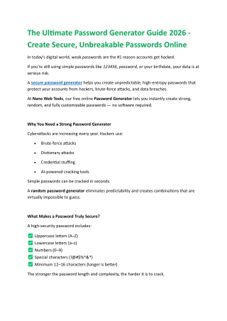 The Ultimate Password Generator Guide 2026