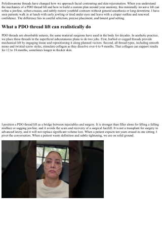 PDO Threads for Facial Definition: Custom Treatment Plans