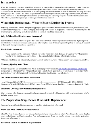 Windshield Replacement: What to Expect During the Process