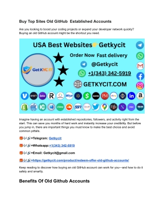 Buy Top Sites Old GitHub  Established Accounts