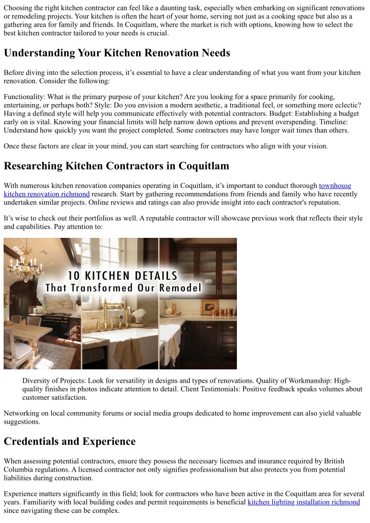 PPT - The Best Kitchen Contractors in Coquitlam: How to Choose ...