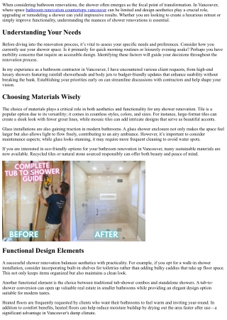 Shower Renovations: Transforming Spaces One Tile at a Time in Vancouver