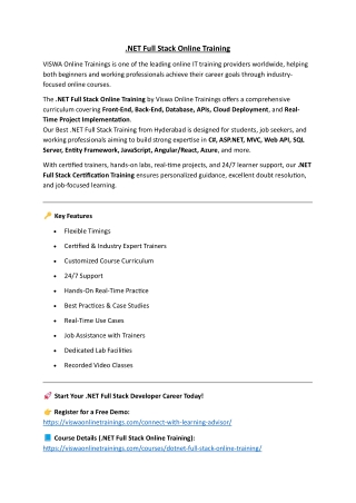 DotNet Full Stack Online Training Institute in Hyderabad