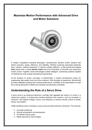 Maximize Motion Performance with Advanced Drive and Motor Solutions