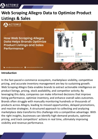 Web Scraping Allegro Data to Optimize Product Listings & Sales