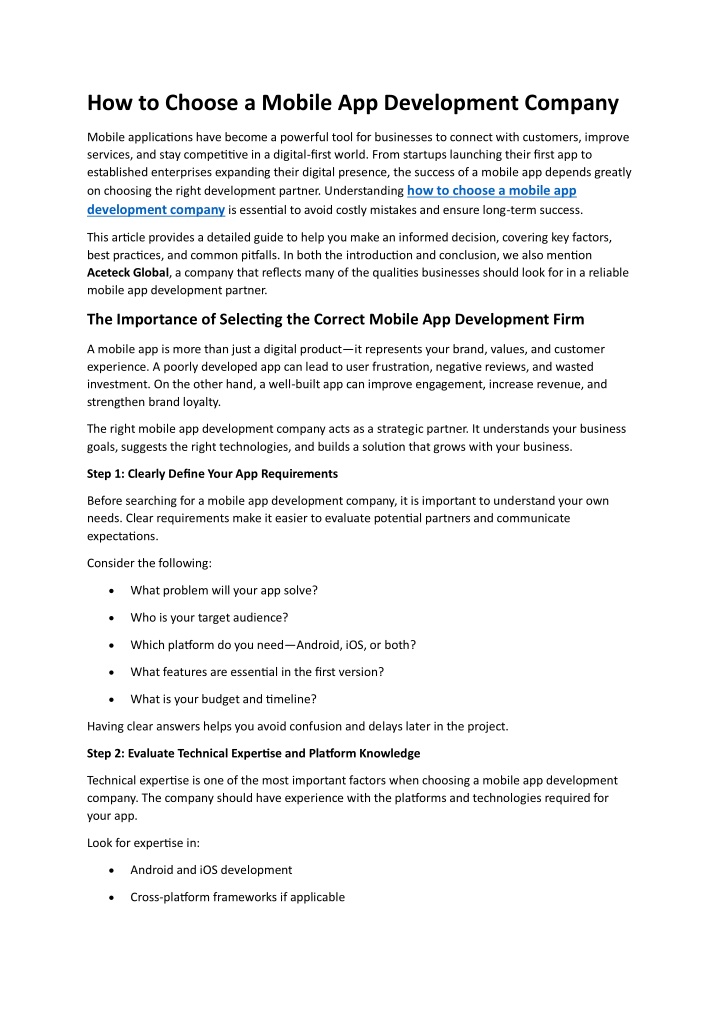 PPT - How to Choose a Mobile App Development Company PowerPoint ...