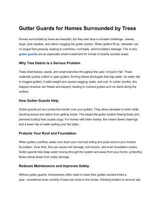 Gutter Guards for Homes Surrounded by Trees