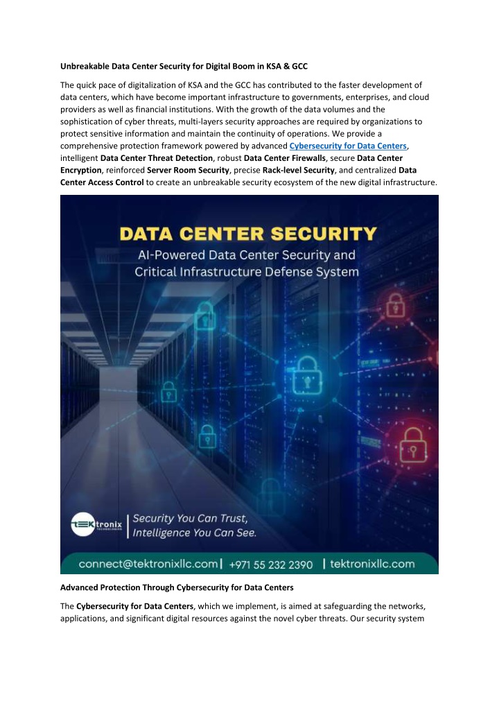 PPT - Unbreakable Data Center Security for Digital Boom in KSA & GCC ...