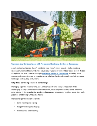 Transform Your Outdoor Space with Professional Gardening Services in Dandenong