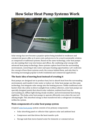 How Solar Heat Pump Systems Work
