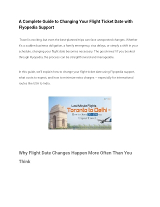 A Complete Guide to Changing Your USA to India Flight Date with Flyopedia