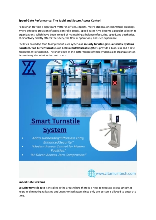 Speed Gate Performance: The Rapid and Secure Access Control