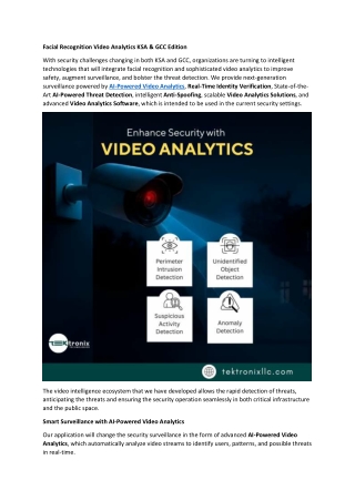 Facial Recognition Video Analytics KSA & GCC Edition
