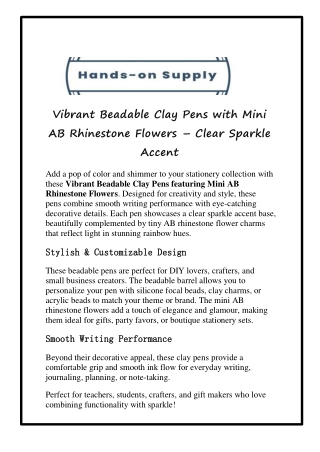 Vibrant Beadable Clay Pens with Mini AB Rhinestone Flowers – Clear Sparkle Accent (1)