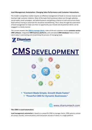 Lead Management Automation: Changing Sales Performance and Customer Interactions