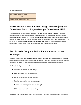 ASRO Arcade _ Best Facade Design in Dubai & Façade Consultant UAE