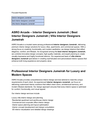 ASRO Arcade _ Interior Designers Jumeirah & Best Villa Interior Designers Jumeirah