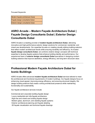ASRO Arcade _ Modern Façade Architecture Dubai & Exterior Design Consultants Dubai