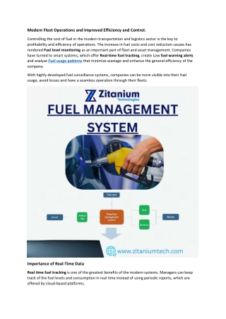 Modern Fleet Operations and Improved Efficiency and Control