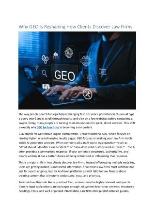 Why GEO Is Reshaping How Clients Discover Law Firms