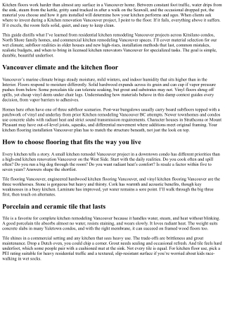 Kitchen Flooring Installation Vancouver: Durable, Beautiful Underfoot