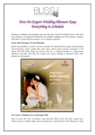 How Do Expert Wedding Planners Keep Everything in Schedule