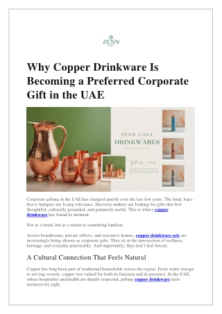 Why Copper Drinkware Is Becoming a Preferred Corporate Gift in the UAE