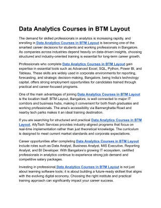 Data Analytics Courses in BTM Layout