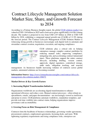 Contract Lifecycle Management Solution Market Size, Share, Industry Growth, and