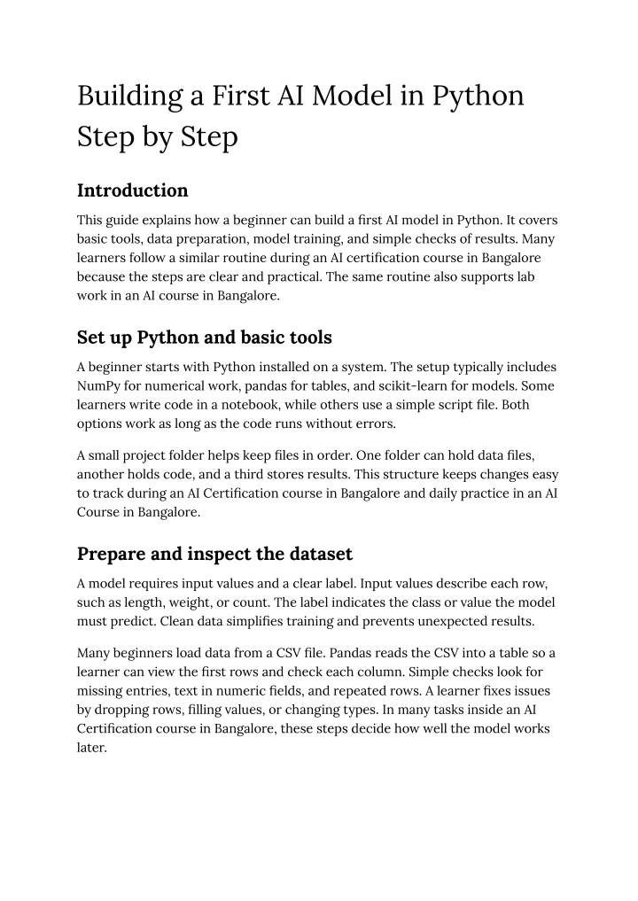 PPT - Building a First AI Model in Python Step by Step_Thejas_Blog_AI ...
