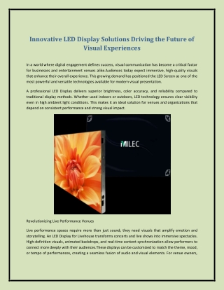 Innovative LED Display Solutions Driving the Future of Visual Experiences