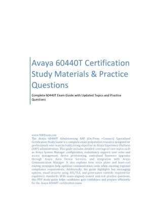 Avaya 60440T Certification Study Materials & Practice Questions