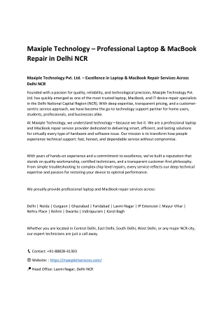 Maxiple Technology – Professional Laptop & MacBook Repair in Delhi NCR