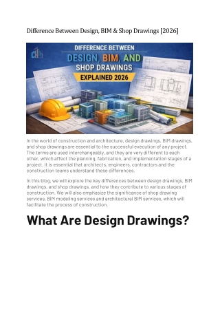 Difference Between Design, BIM & Shop Drawings [2026]