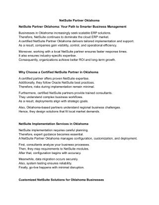 NetSuite Partner Oklahoma