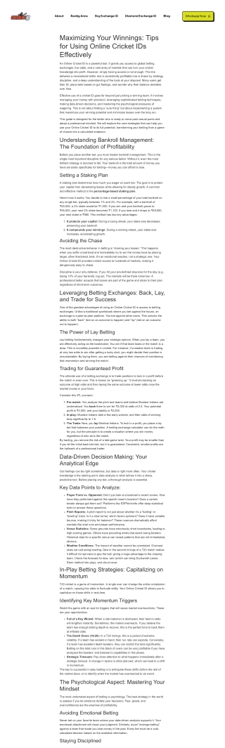 Maximizing Your Winnings: Tips for Using Online Cricket IDs Effectively