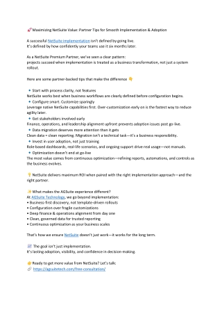 Maximizing NetSuite Value Partner Tips for Smooth Implementation & Adoption