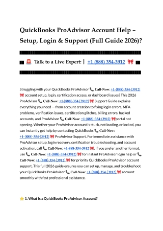 QuickBooks ProAdvisor Account Help – Setup, Login & Support