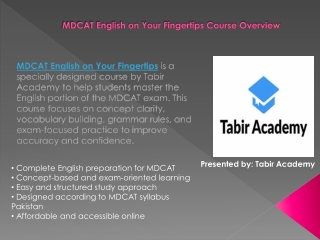 Enroll MDCAT English Course Online at Tabir Academy