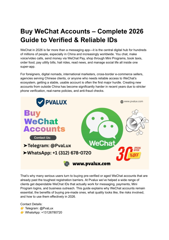 PPT - Buy WeChat Accounts – Complete 2026 Guide to Verified & Reliable ...