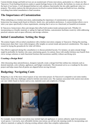 Understanding the Process of Custom Kitchen Design and Build Services in Vancouv