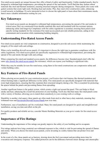 What Sets Fire-Rated Access Panels Apart?