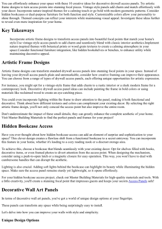 10 Creative Ideas for Decorative Drywall Access Panels