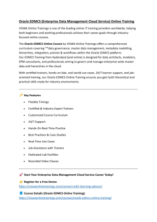 Oracle EDMCS Online Certification Training Course