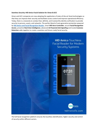 Seamless Security - HID Amico Facial Solution for Oman & GCC