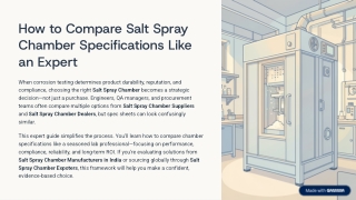 How to Compare Salt Spray Chamber Specifications Like an Expert