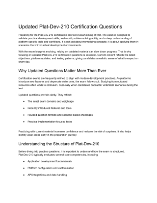 Updated Plat-Dev-210 Certification Questions