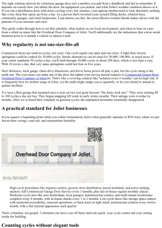 How Typically Should You Arrange Industrial Garage Door Service in Joliet?