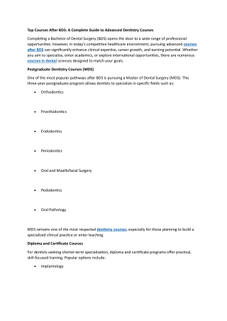 top courses after bds a complete guide
