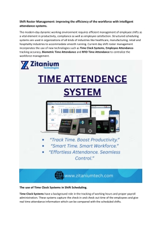 Shift Roster Management: improving the efficiency of the workforce with intellig